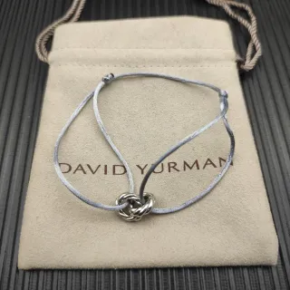 David Yurman Gris Plata Ajustable Cuerda Cable Retorcido Nudo Encanto Pulsera