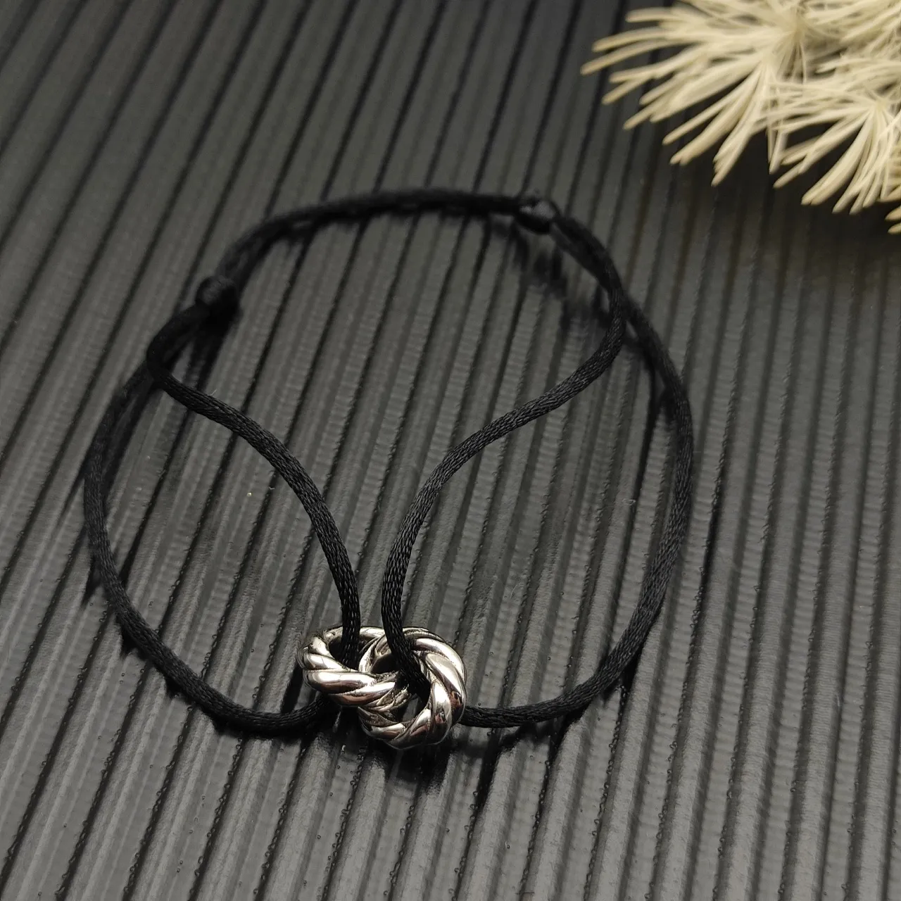 David Yurman Knot Charm Black Cord Bracelet 5