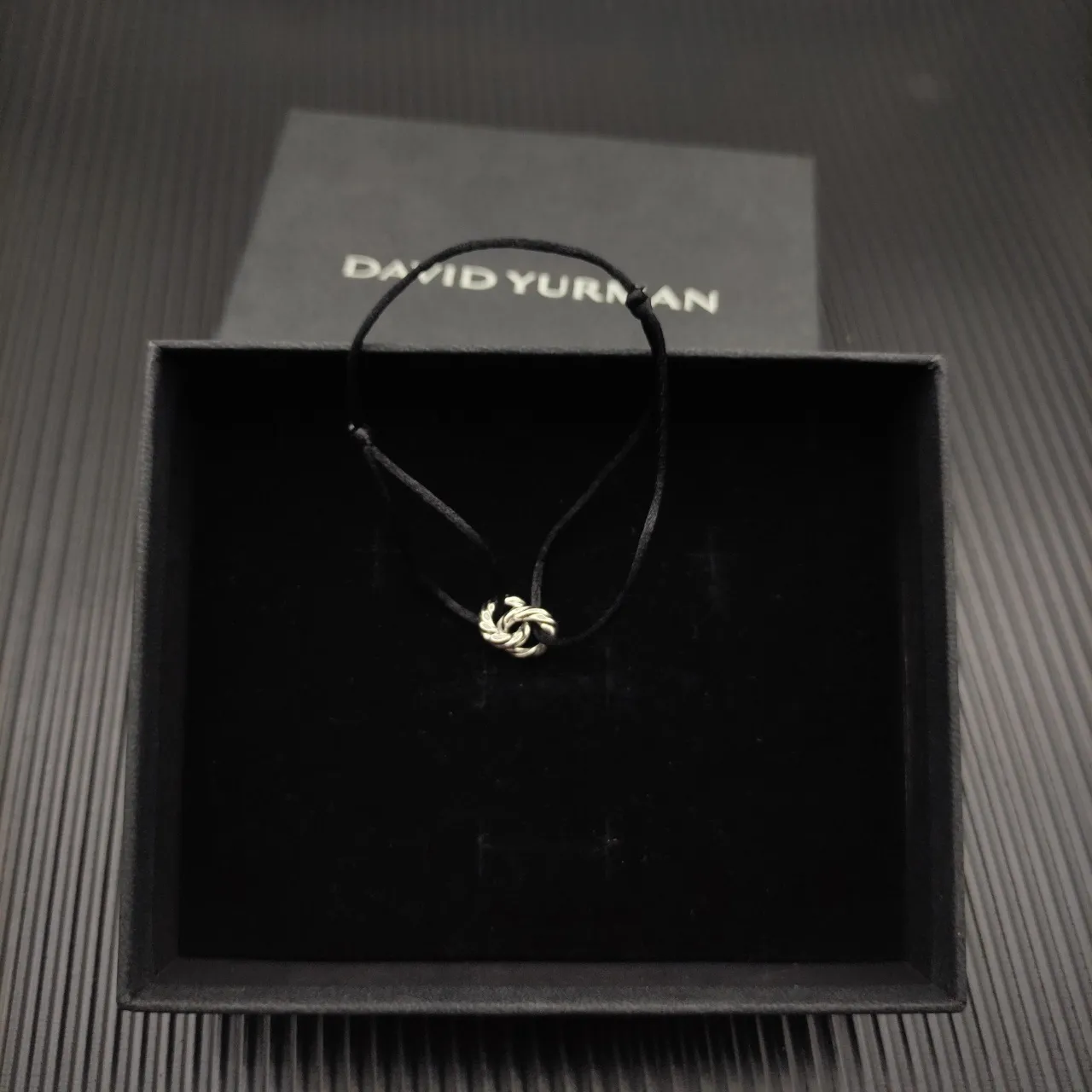 David Yurman Knot Charm Black Cord Bracelet 6