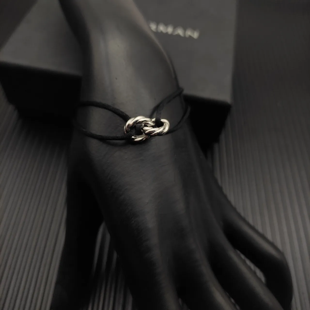 David Yurman Knot Charm Black Cord Bracelet 7