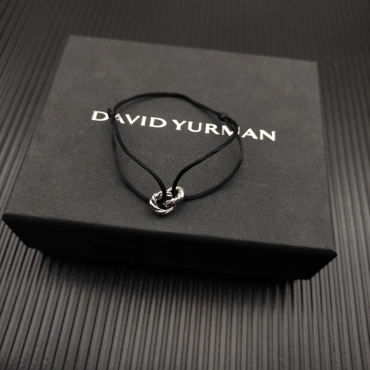David Yurman Knot Charm Black Cord Bracelet 8