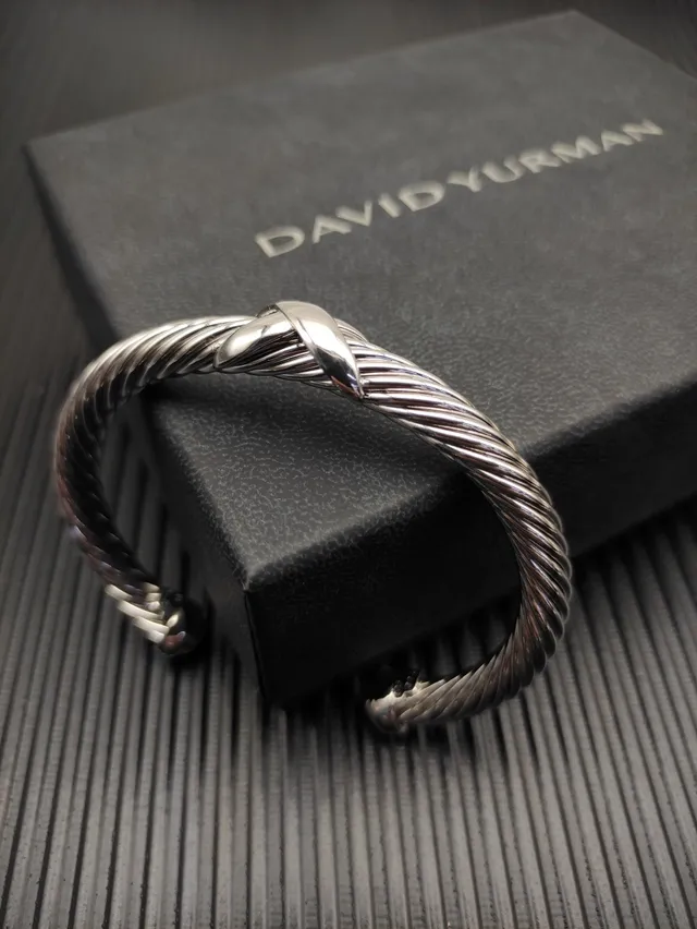David Yurman Silver Beige Twisted Cable Polished Bracelet 3