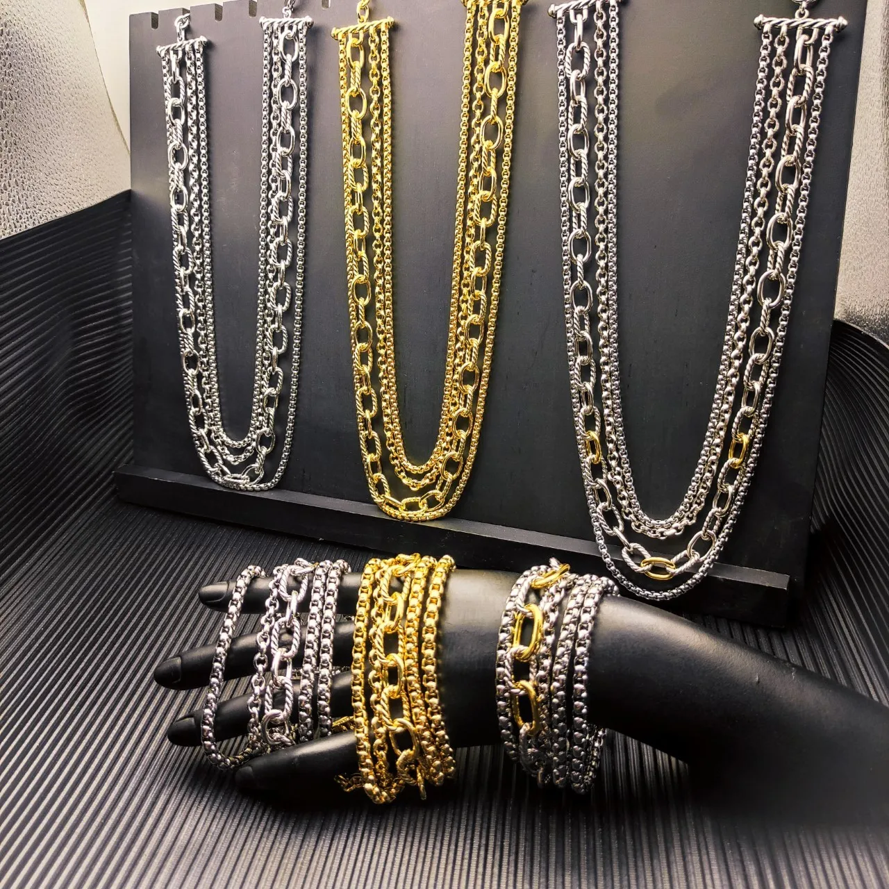 David Yurman Silver Gold Multi-Strand Twisted Cable Necklace 3