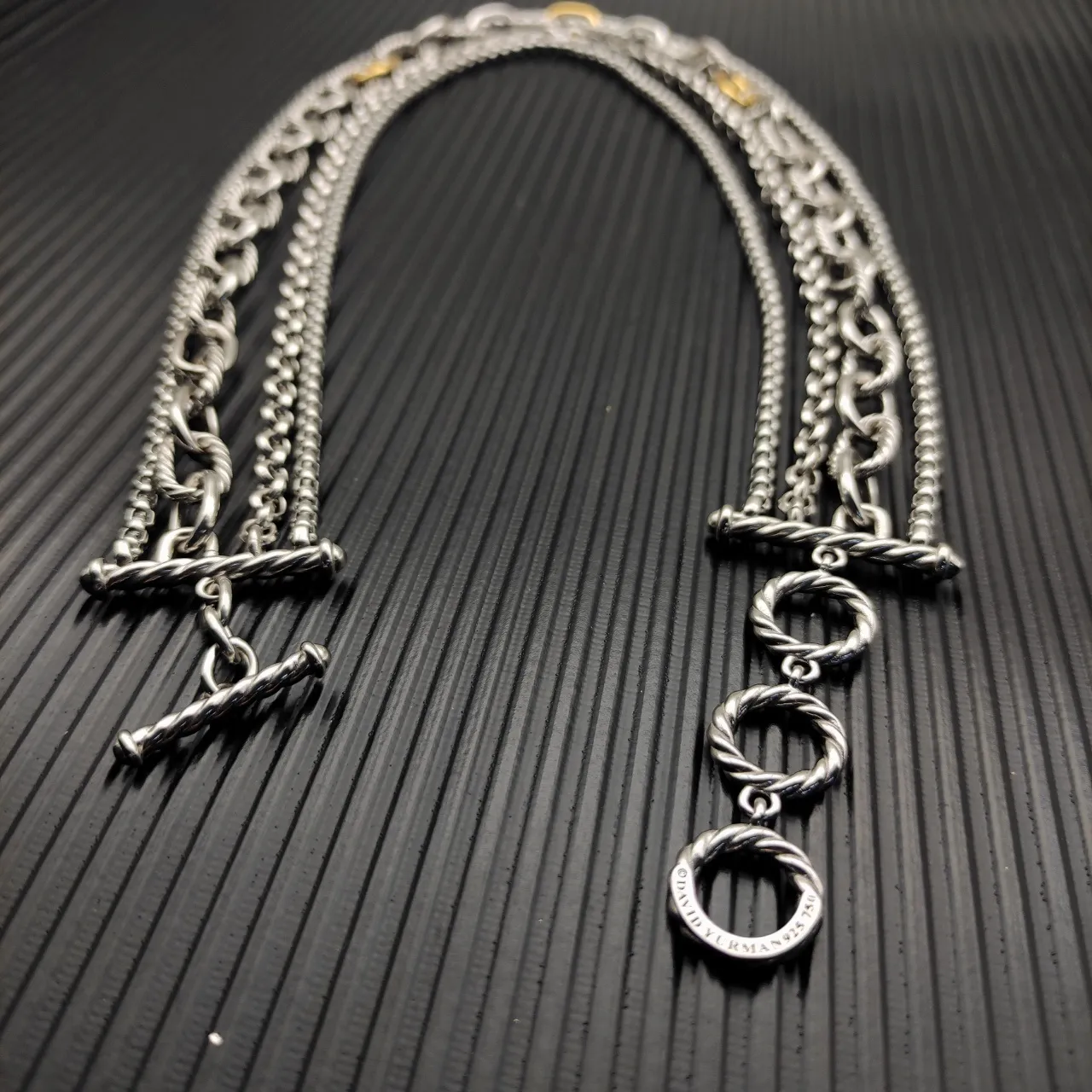 David Yurman Silver Gold Multi-Strand Twisted Cable Necklace 5