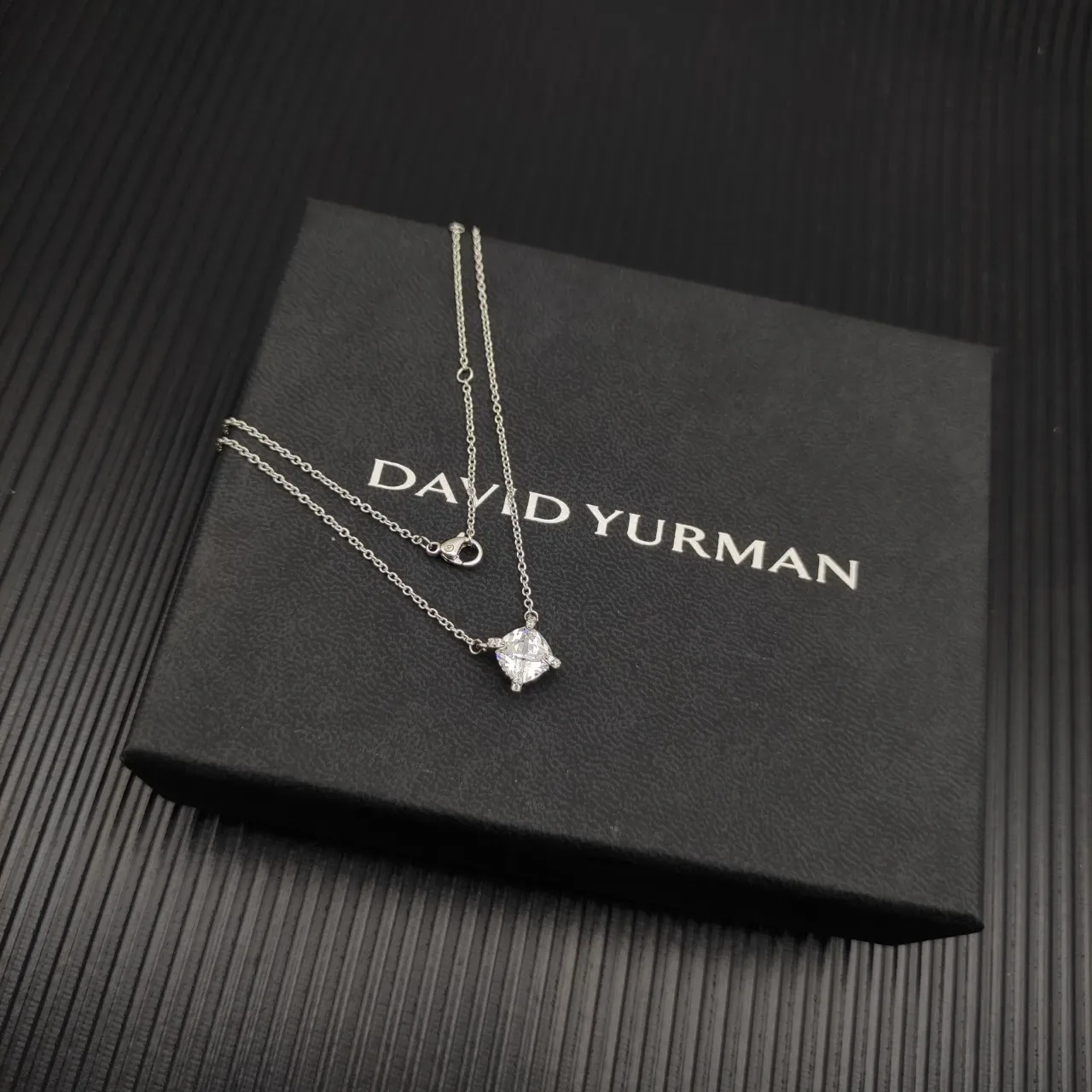 David Yurman Solitaire Cushion-Cut Stone Pendant Necklace 6