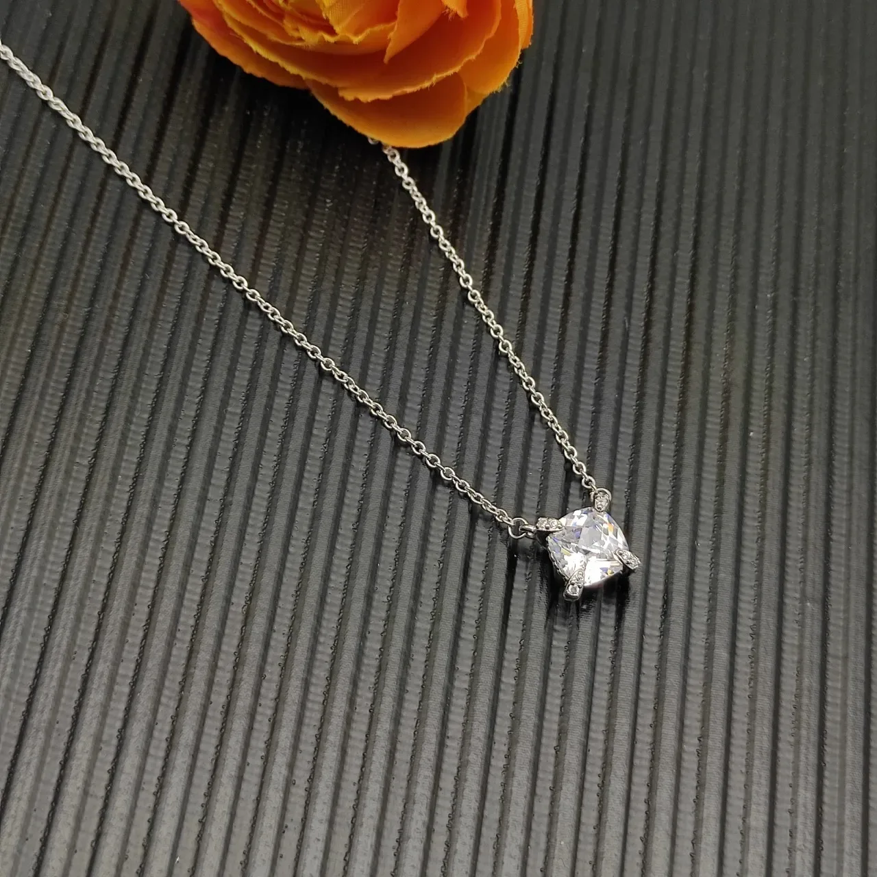 David Yurman Solitaire Cushion-Cut Stone Pendant Necklace 7