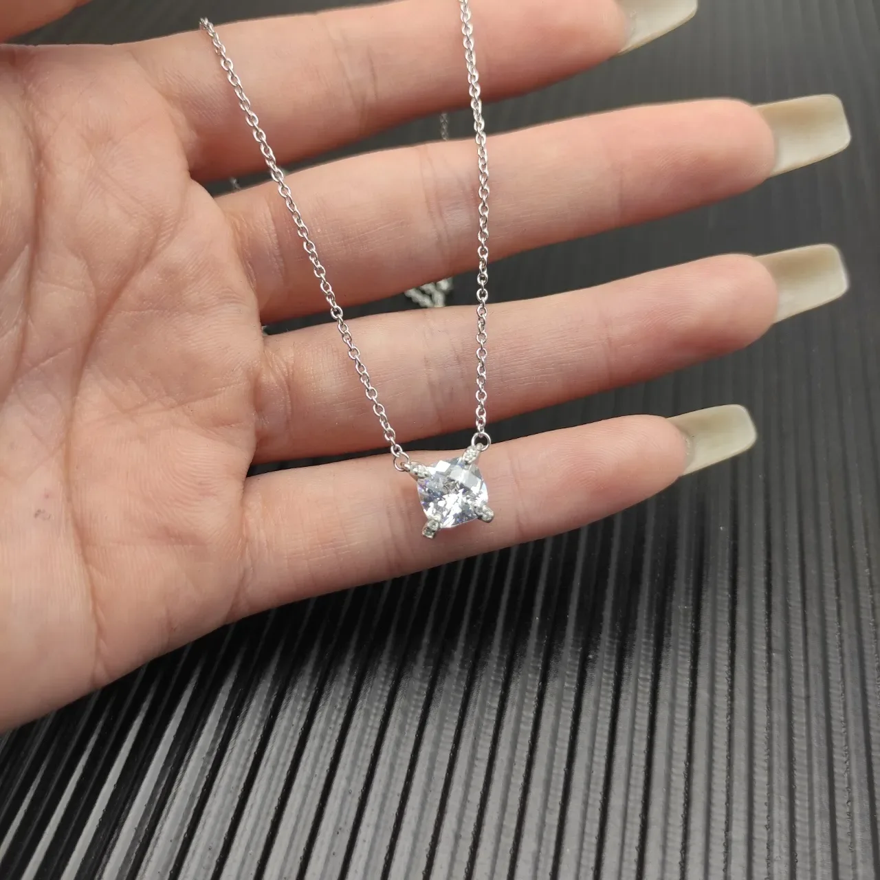 David Yurman Solitaire Cushion-Cut Stone Pendant Necklace 8