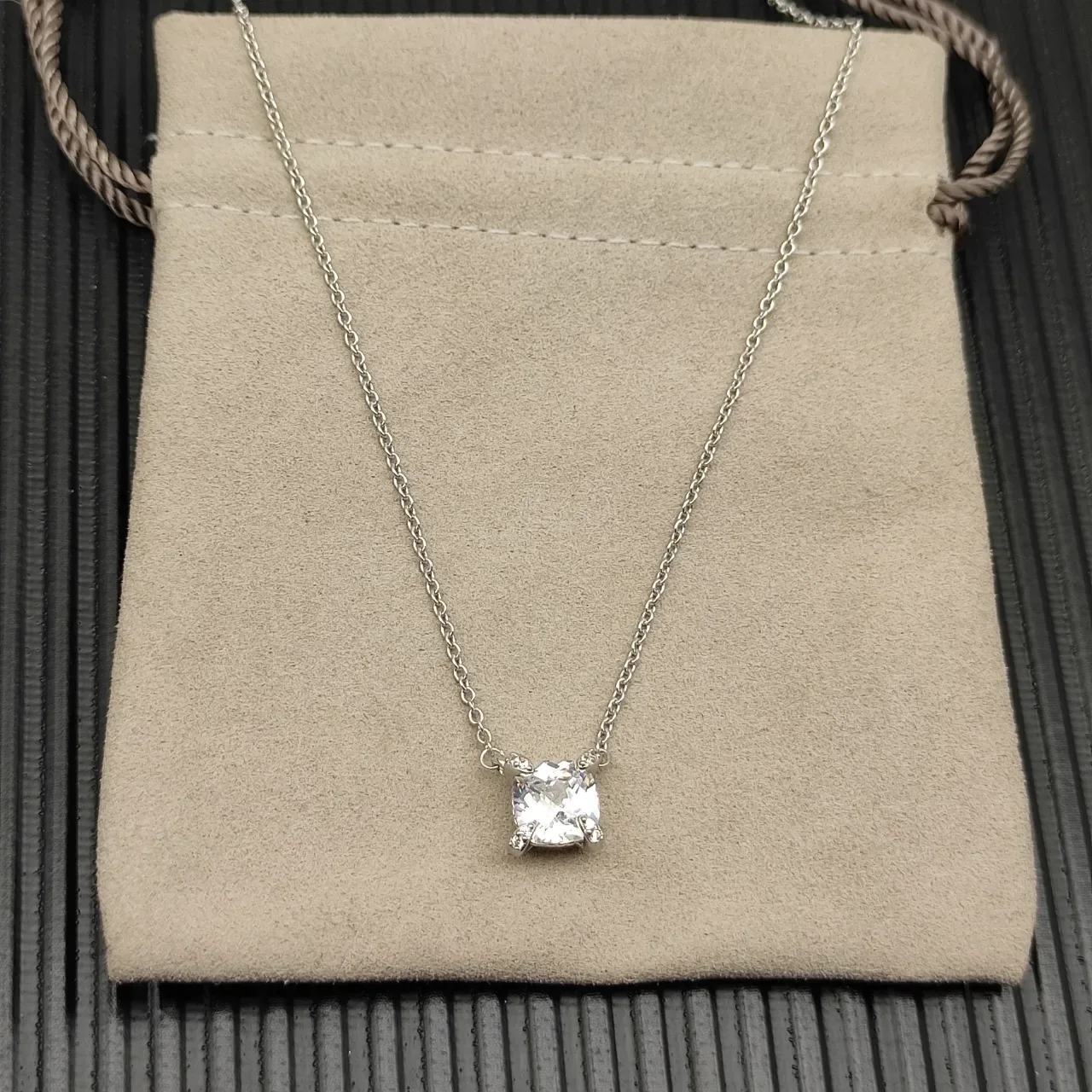 David Yurman Solitaire Cushion-Cut Stone Pendant Necklace 9