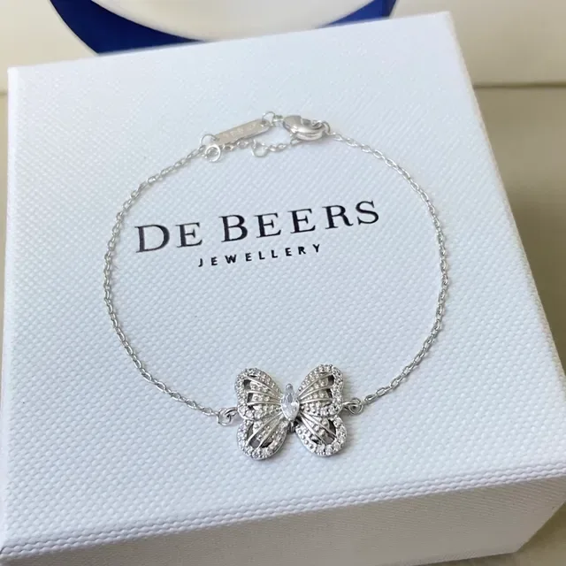 De Beers Silver Gold Butterfly Charm Pavé-Set Crystals Bracelet 3