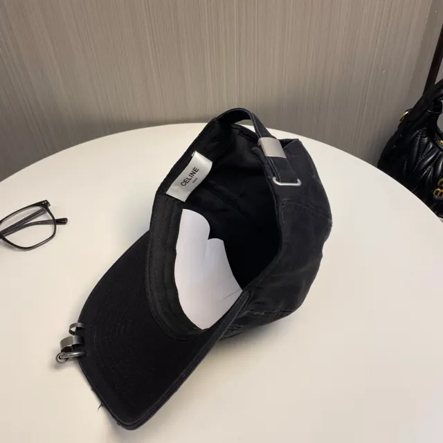 Distressed Black Embroidered Monogram Baseball Cap 7