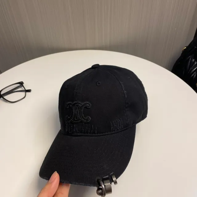 Distressed Black Embroidered Monogram Baseball Cap 9