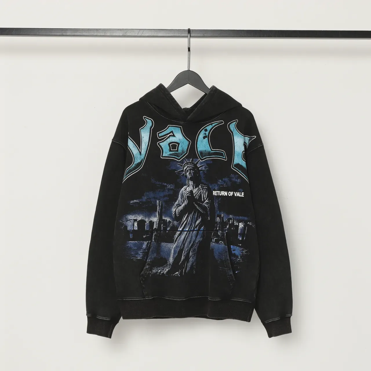 Distressed Black Graphic-Print Oversized Hoodie 4