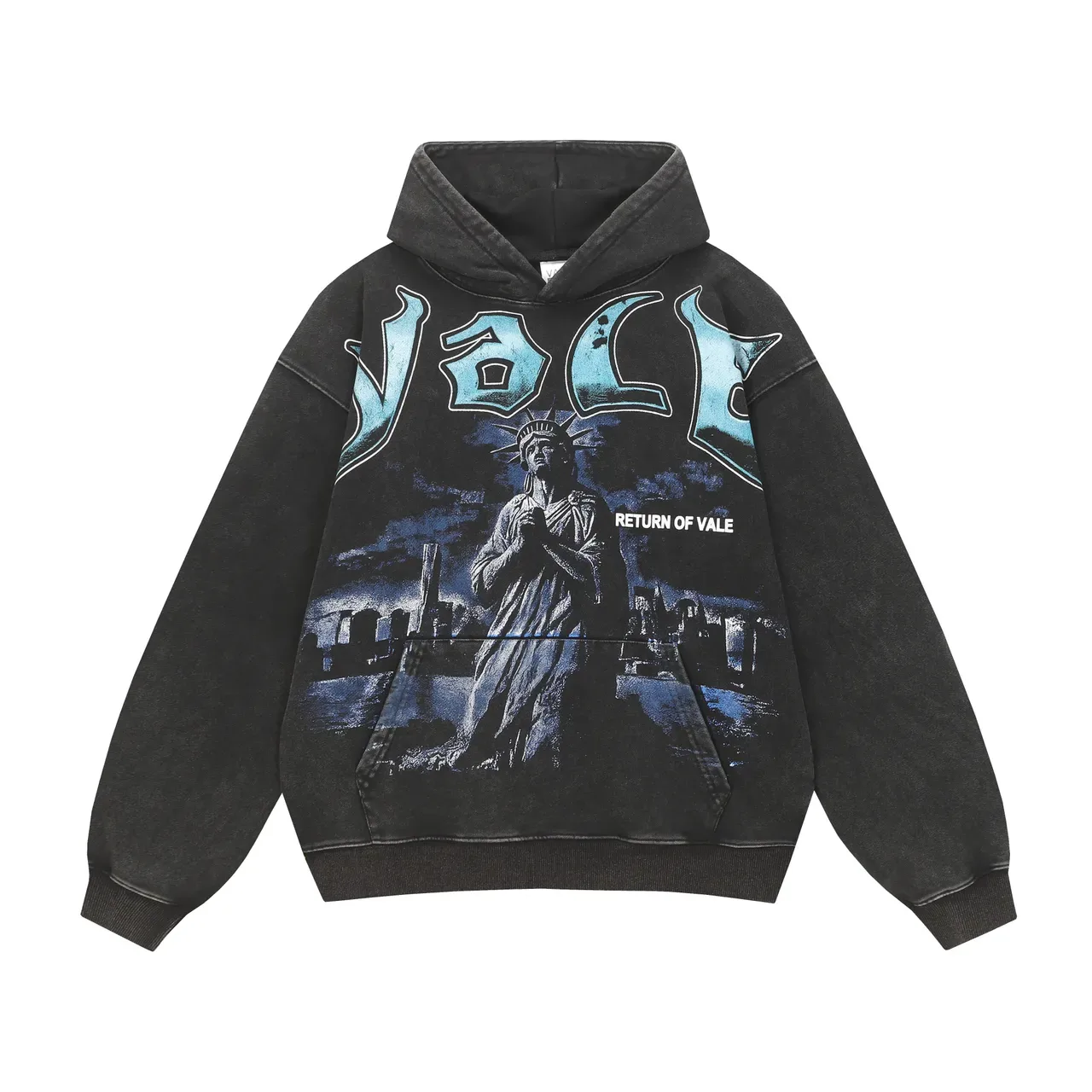 Distressed Black Graphic-Print Oversized Hoodie 5