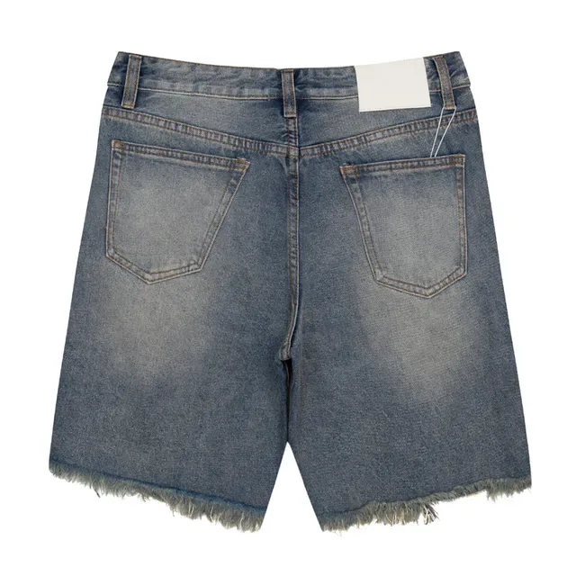 Distressed Medium-Wash Blue Denim Shorts 3