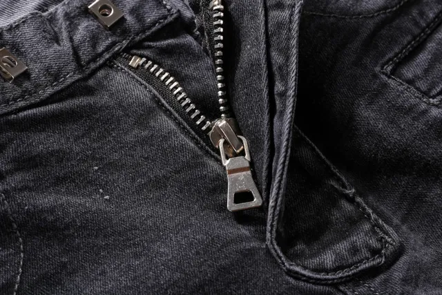 Distressed Moto-Panelled Washed Black Slim-Fit Jeans 6