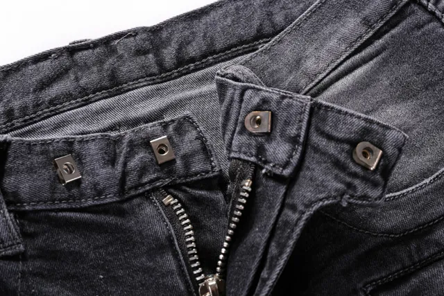 Distressed Moto-Panelled Washed Black Slim-Fit Jeans 7