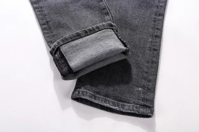 Distressed Moto-Panelled Washed Black Slim-Fit Jeans 11