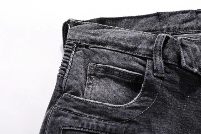 Distressed Moto-Panelled Washed Black Slim-Fit Jeans 13