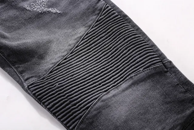 Distressed Moto-Panelled Washed Black Slim-Fit Jeans 15