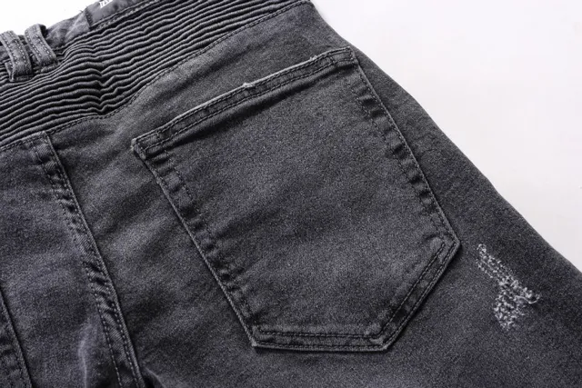 Distressed Moto-Panelled Washed Black Slim-Fit Jeans 18