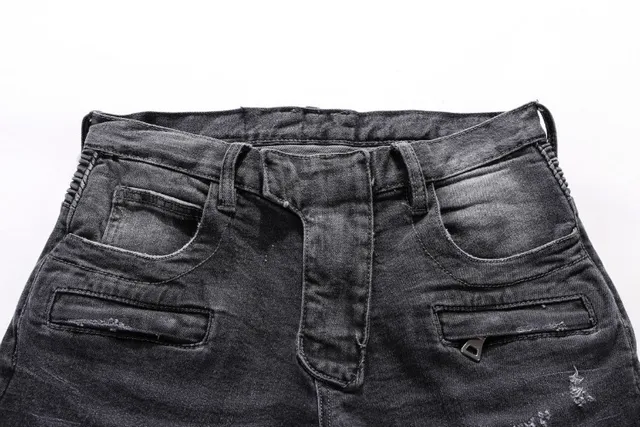 Distressed Moto-Panelled Washed Black Slim-Fit Jeans 21