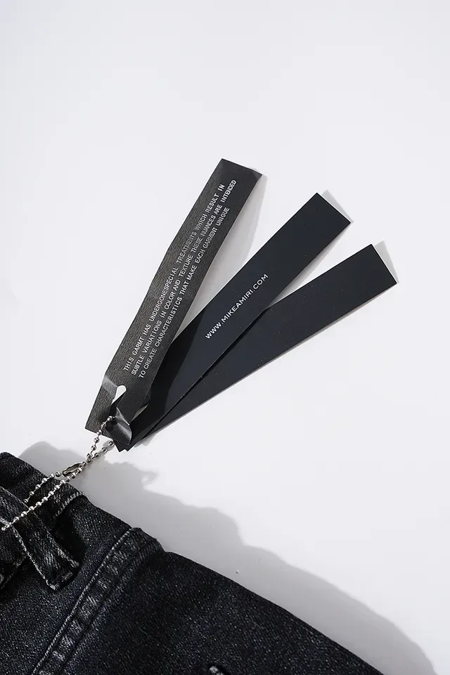 Distressed Ripped Embroidered Monogram Black Jeans 6