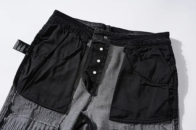 Distressed Ripped Embroidered Monogram Black Jeans 15