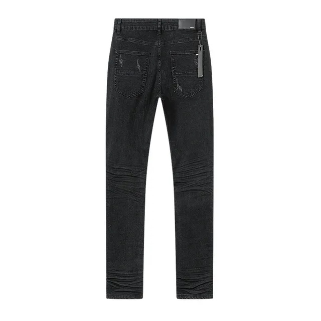 Distressed Slim-Fit Black Denim Jeans 3
