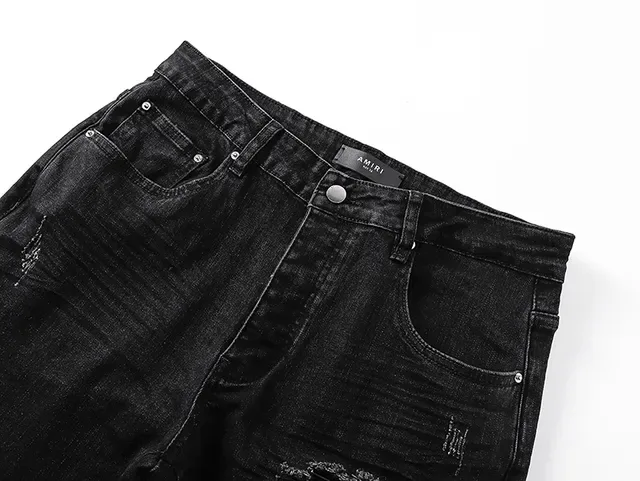 Distressed Slim-Fit Black Denim Jeans 4