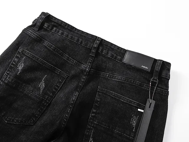 Distressed Slim-Fit Black Denim Jeans 5