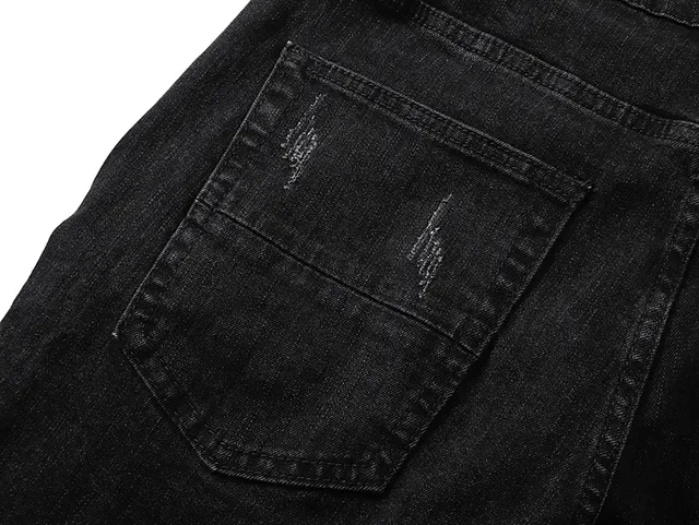 Distressed Slim-Fit Black Denim Jeans 6