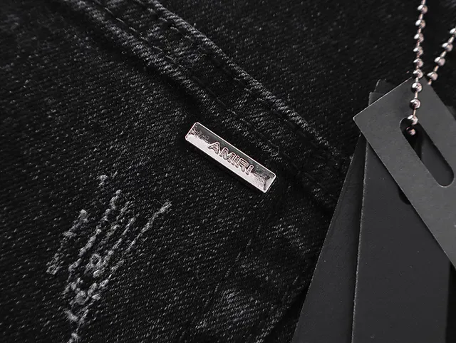 Distressed Slim-Fit Black Denim Jeans 7