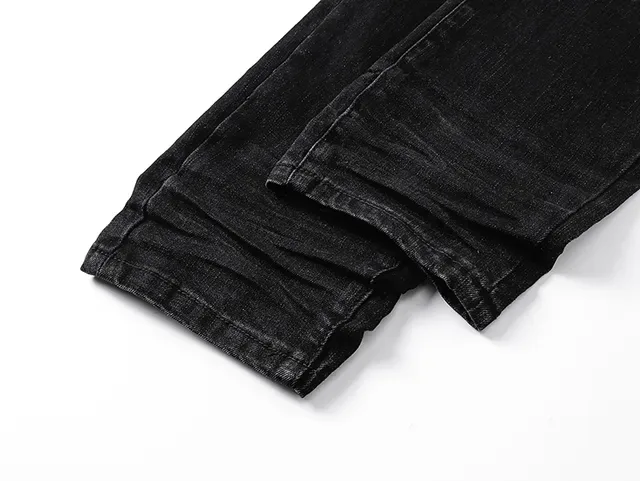 Distressed Slim-Fit Black Denim Jeans 10