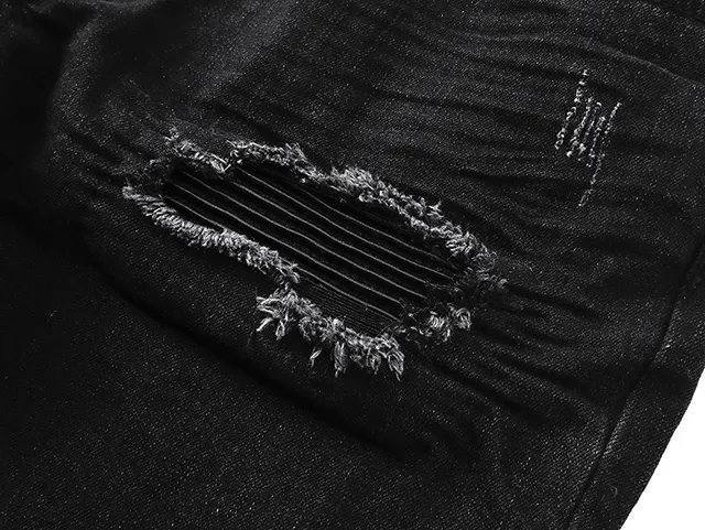 Distressed Slim-Fit Black Denim Jeans 12