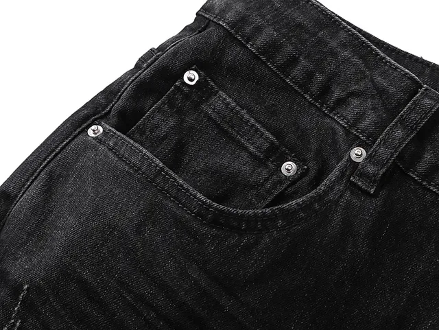 Distressed Slim-Fit Black Denim Jeans 13