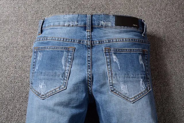 Distressed Slim-Fit Mid-Rise Blue Jeans 5