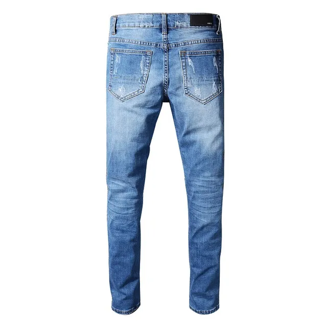 Distressed Slim-Fit Mid-Rise Blue Jeans 6