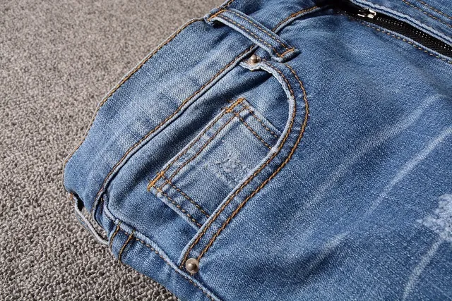 Distressed Slim-Fit Mid-Rise Blue Jeans 8
