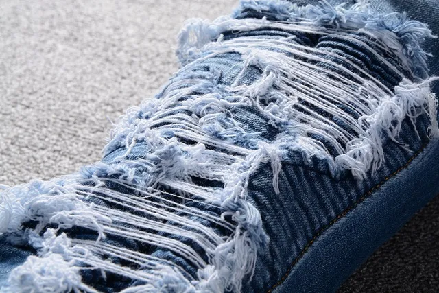 Distressed Slim-Fit Mid-Rise Blue Jeans 11