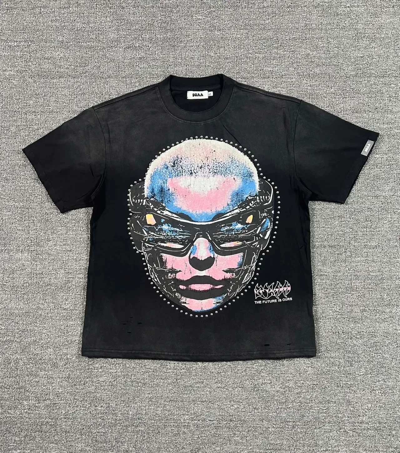 DUAA Distressed Graphic Print Black T-Shirt 6