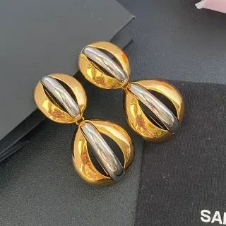Dual-Tone Polished Oval Capsule Earrings