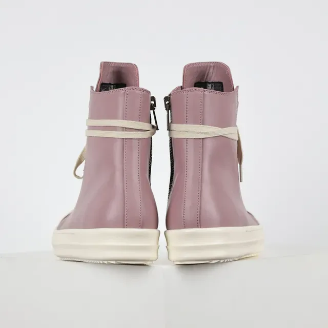 Dusty Pink Leather High-Top Platform Sneakers 8