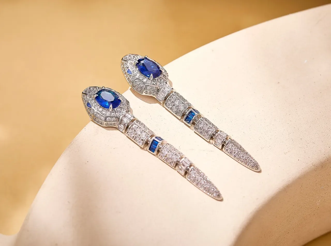 Emerald and Pavé Diamond Snake Motif Earrings 5