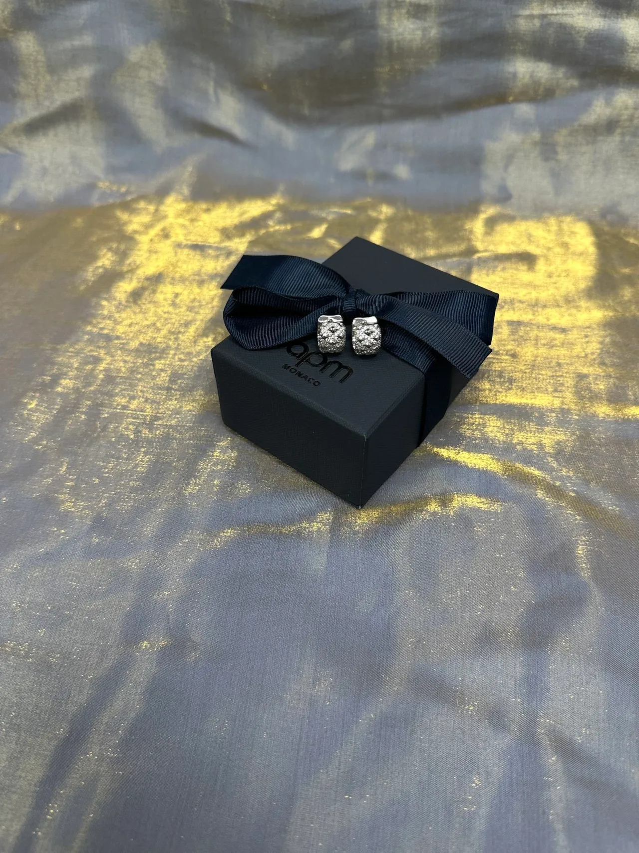 Faceted Pavé-Set Cylindrical Stud Earrings 6
