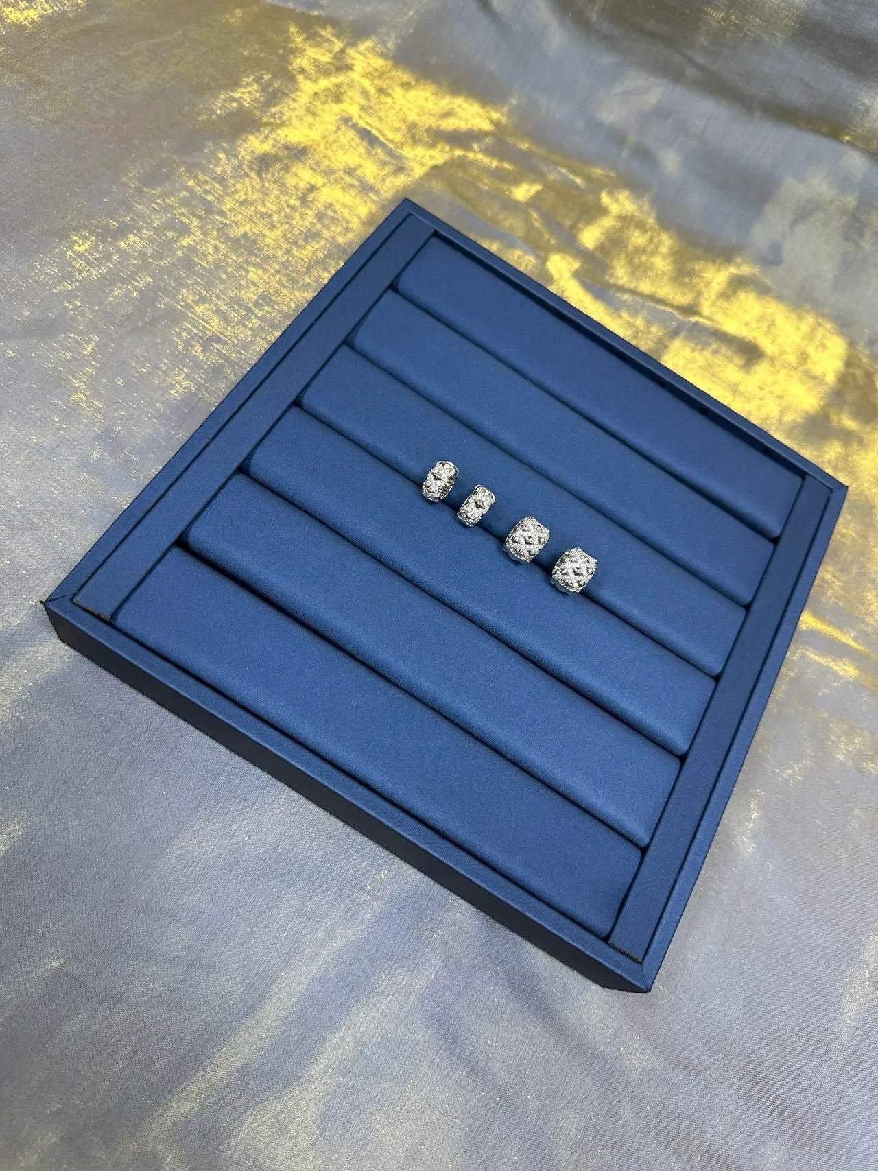 Faceted Pavé-Set Cylindrical Stud Earrings 9