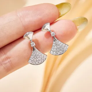 Fan-Shaped Pavé Diamond Drop Earrings