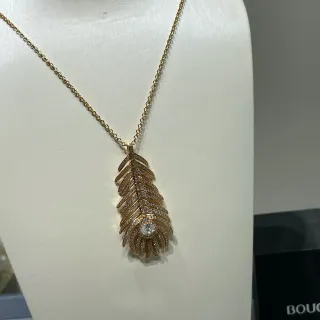 Colliers de bijouterie avec motif de plume, pavé-set en ton argent