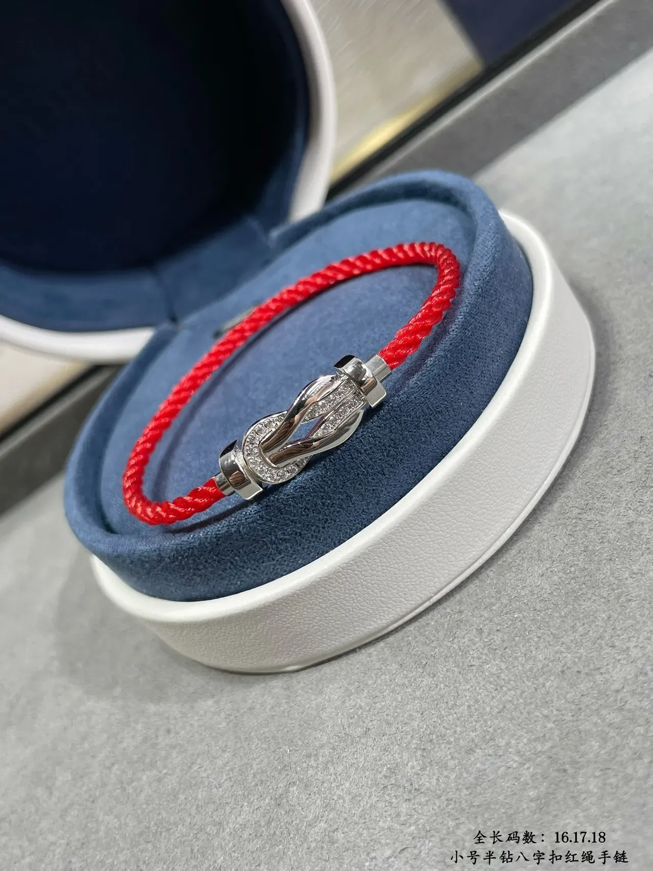 Bracelete de fecho figura de oito, vermelho prata, cordão trançado, cristal pavé 4