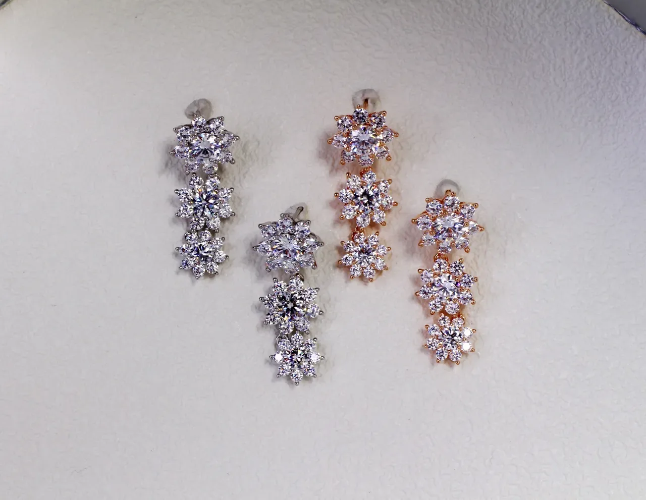 Floral Cluster Dangling Crystal Earrings 6