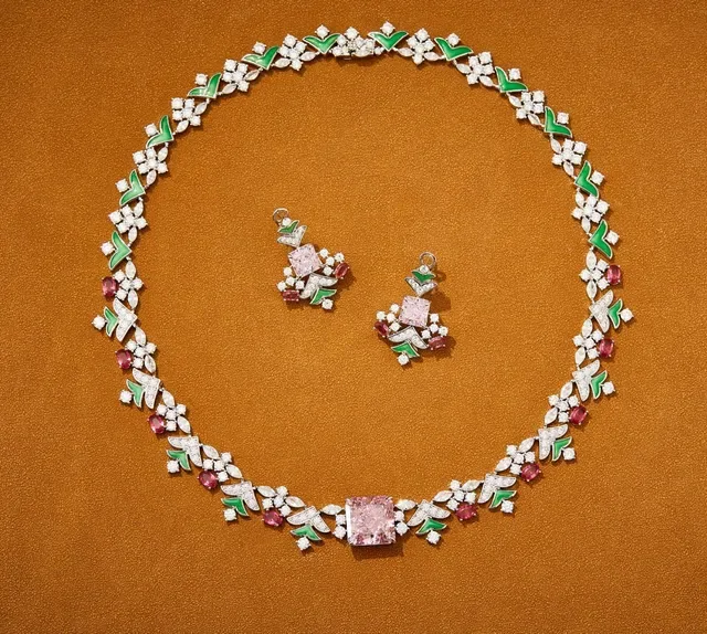 Floral Enamel and Gemstone Collar Necklace 3